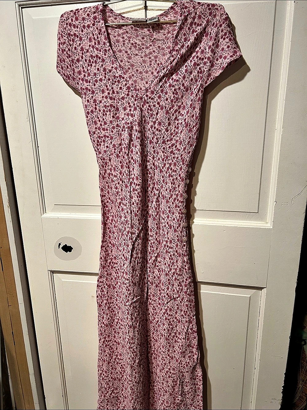 Newport News Floral Maxi Dress in Pink & White Size Medium